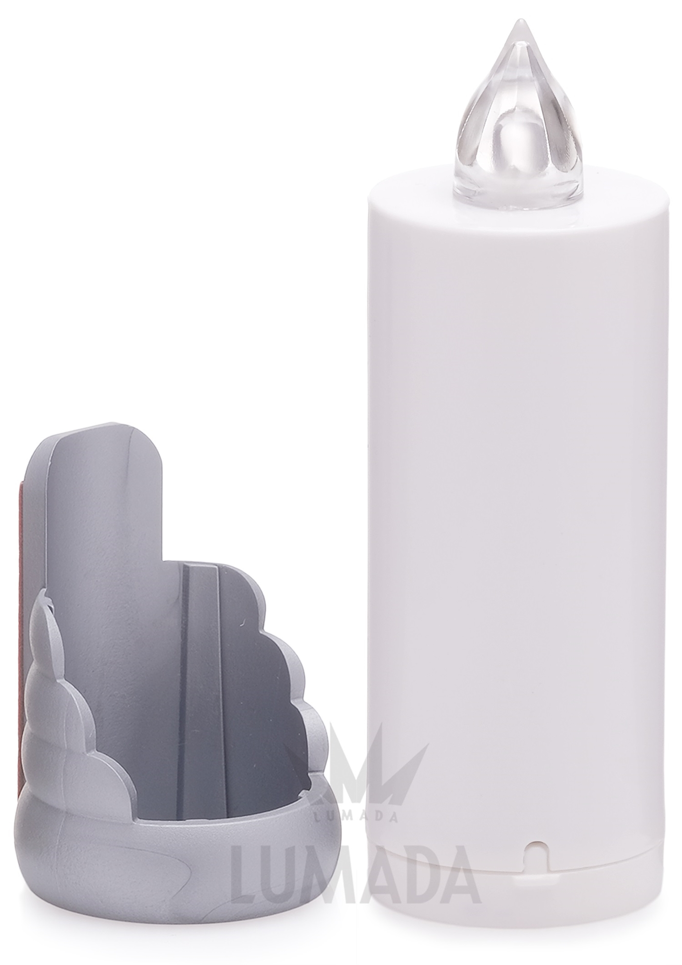 CANDLE LUMADA VDI250 WHITE (WHITE/FLICK.) - SILVER SUPPORT - SKU: VDI250B-7CH