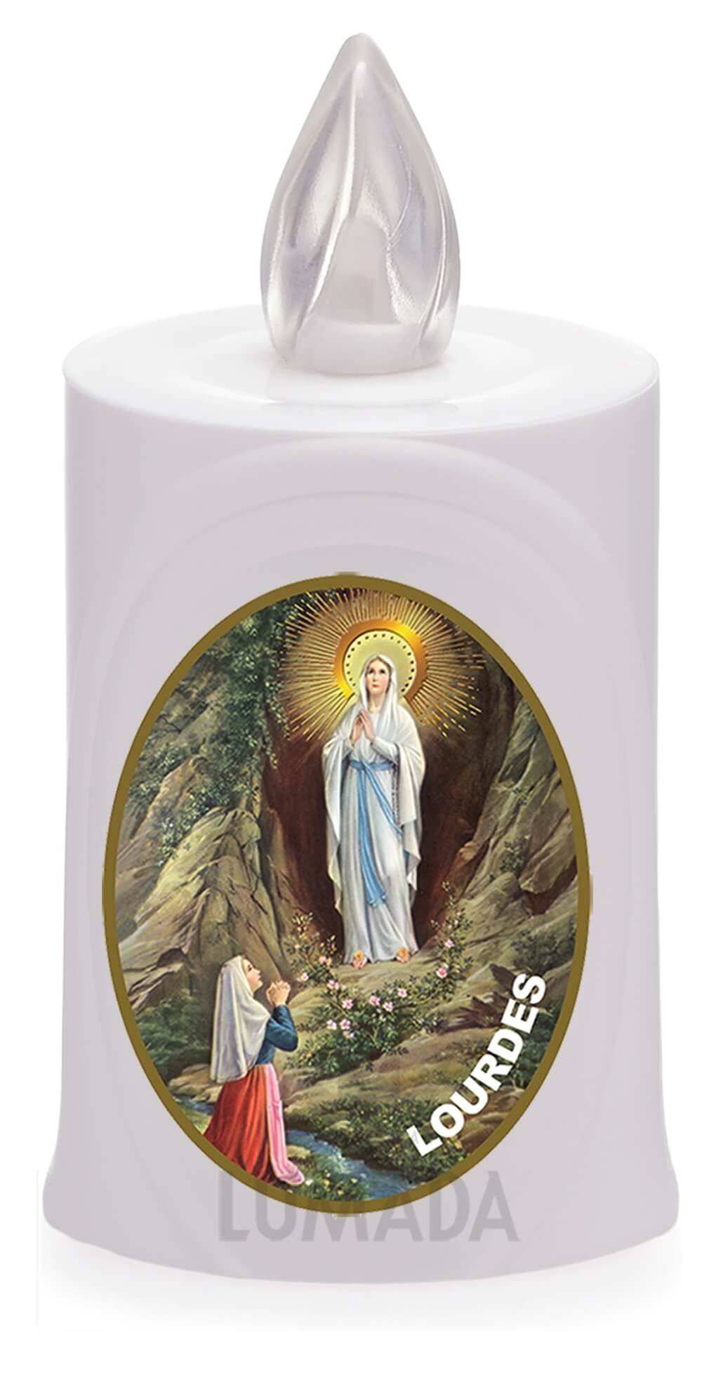 CANDLE LUMADA LES050 WHITE (YELLOW/FLAME) D08 LOURDES - SKU: LES050B-6D08