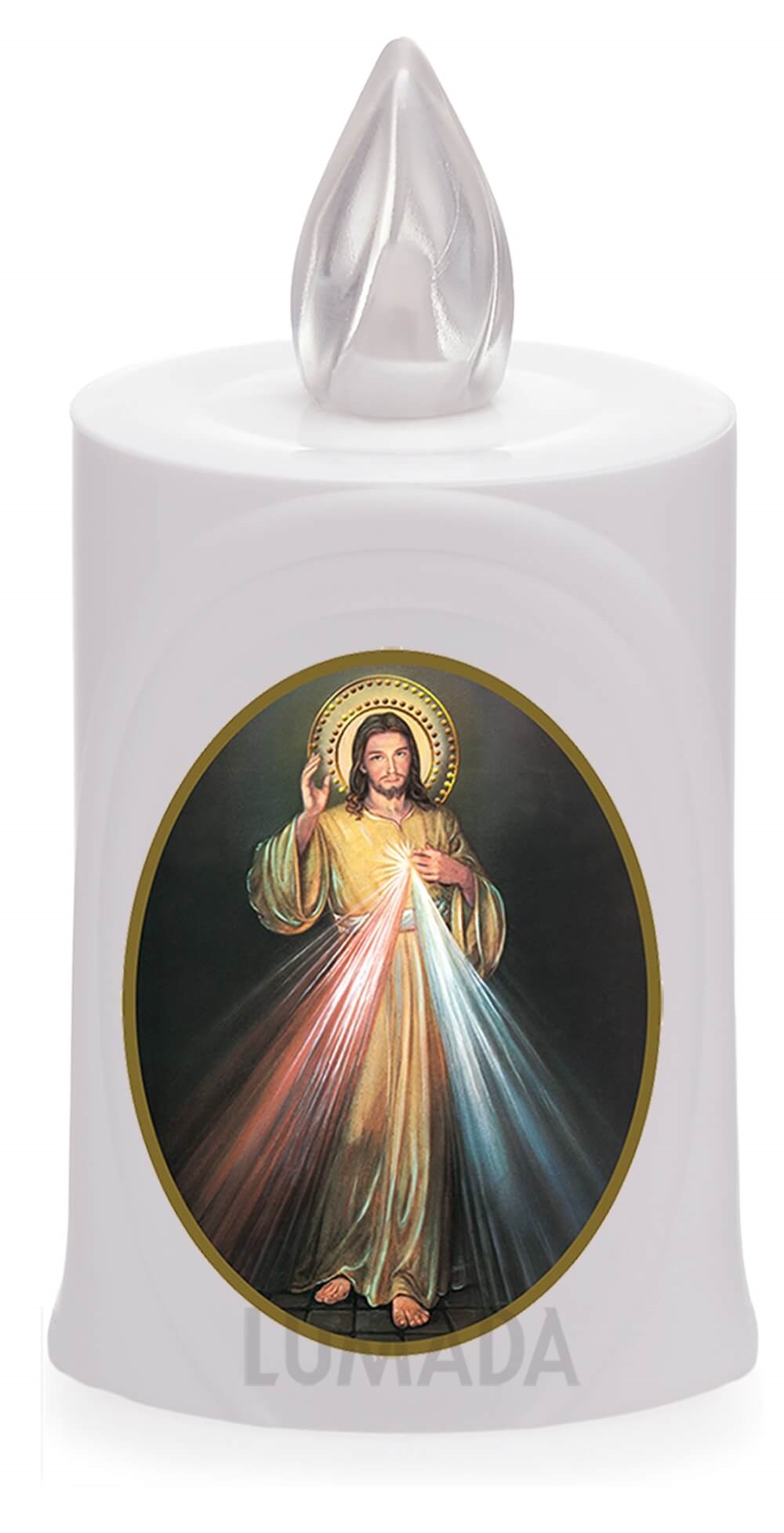 CANDLE LUMADA LES050 WHITE (YELLOW/FLAME) D14 JESUS - SKU: LES050B-6D14