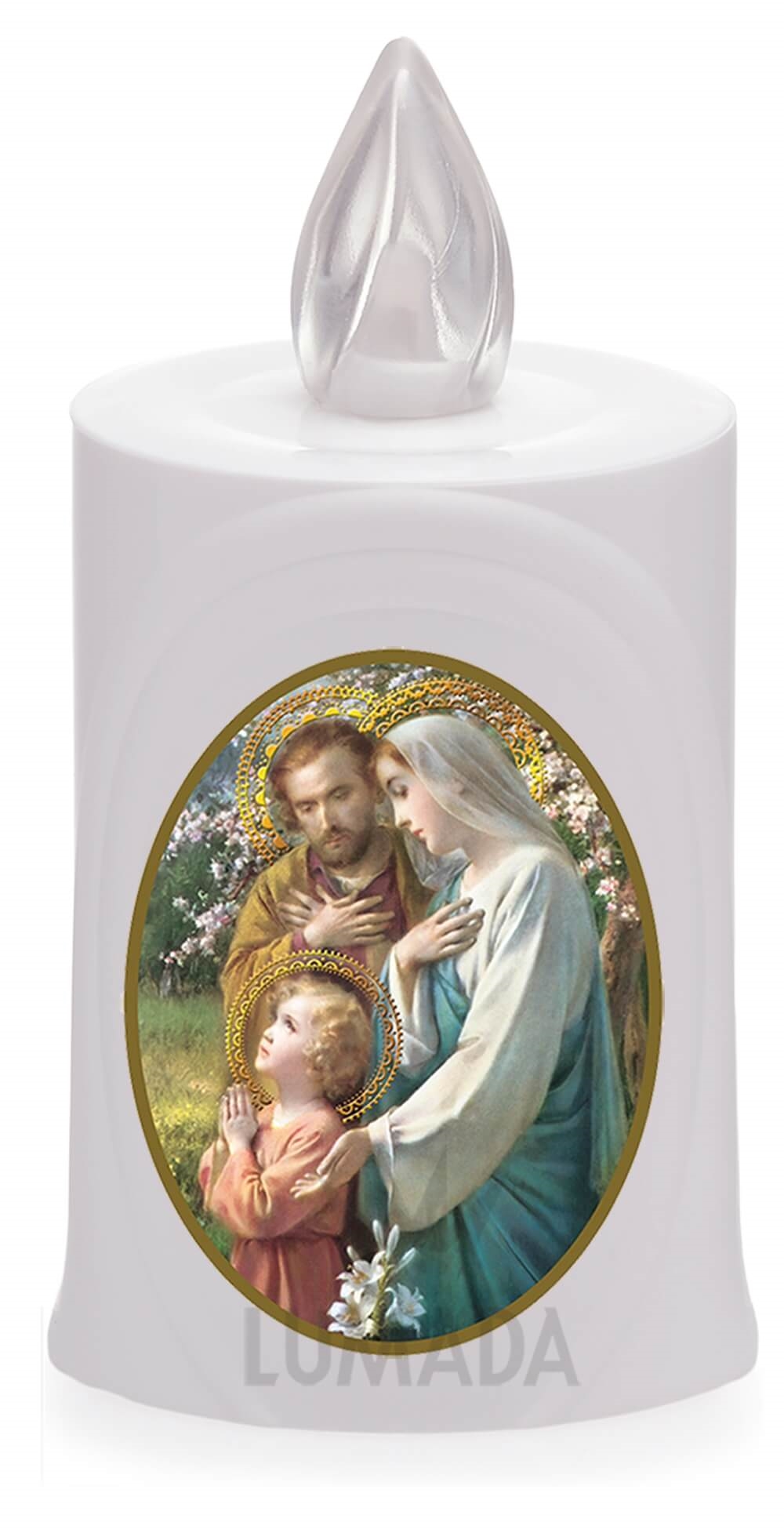 CANDLE LUMADA LES050 WHITE (YELLOW/FLAME) D15 HOLY FAMILY - SKU: LES050B-6D15