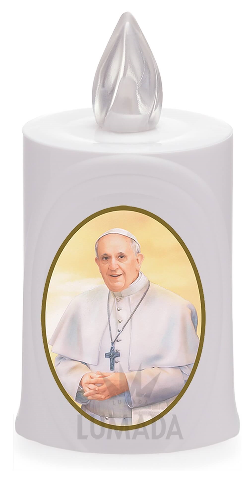 CANDLE LUMADA LES050 WHITE (YELLOW/FLAME) D20 POPE FRANCIS - SKU: LES050B-6D20