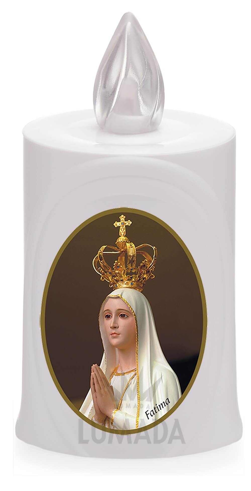 CANDLE LUMADA LES050 WHITE (YELLOW/FLAME) D23 FATIMA - SKU: LES050B-6D23