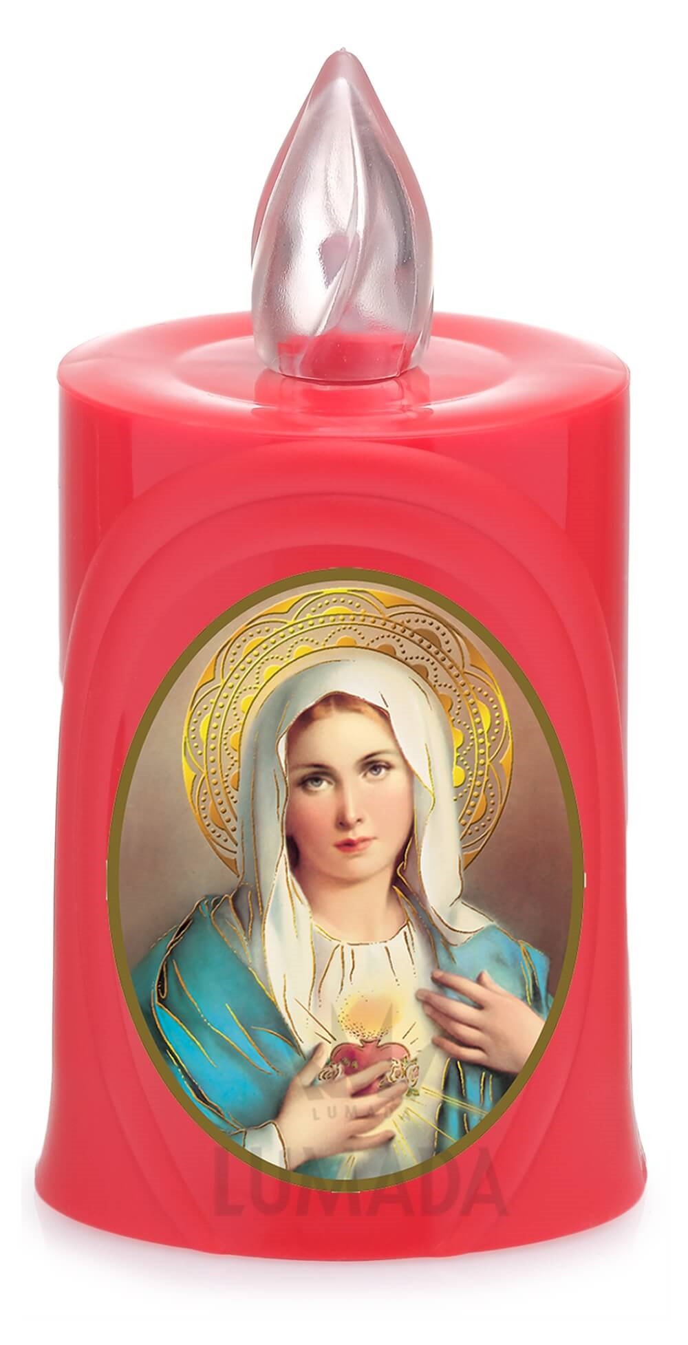 CANDLE LUMADA LES050 RED (YELLOW/FLAME) D07 IMMACULATE HEART - SKU: LES050R-6D07