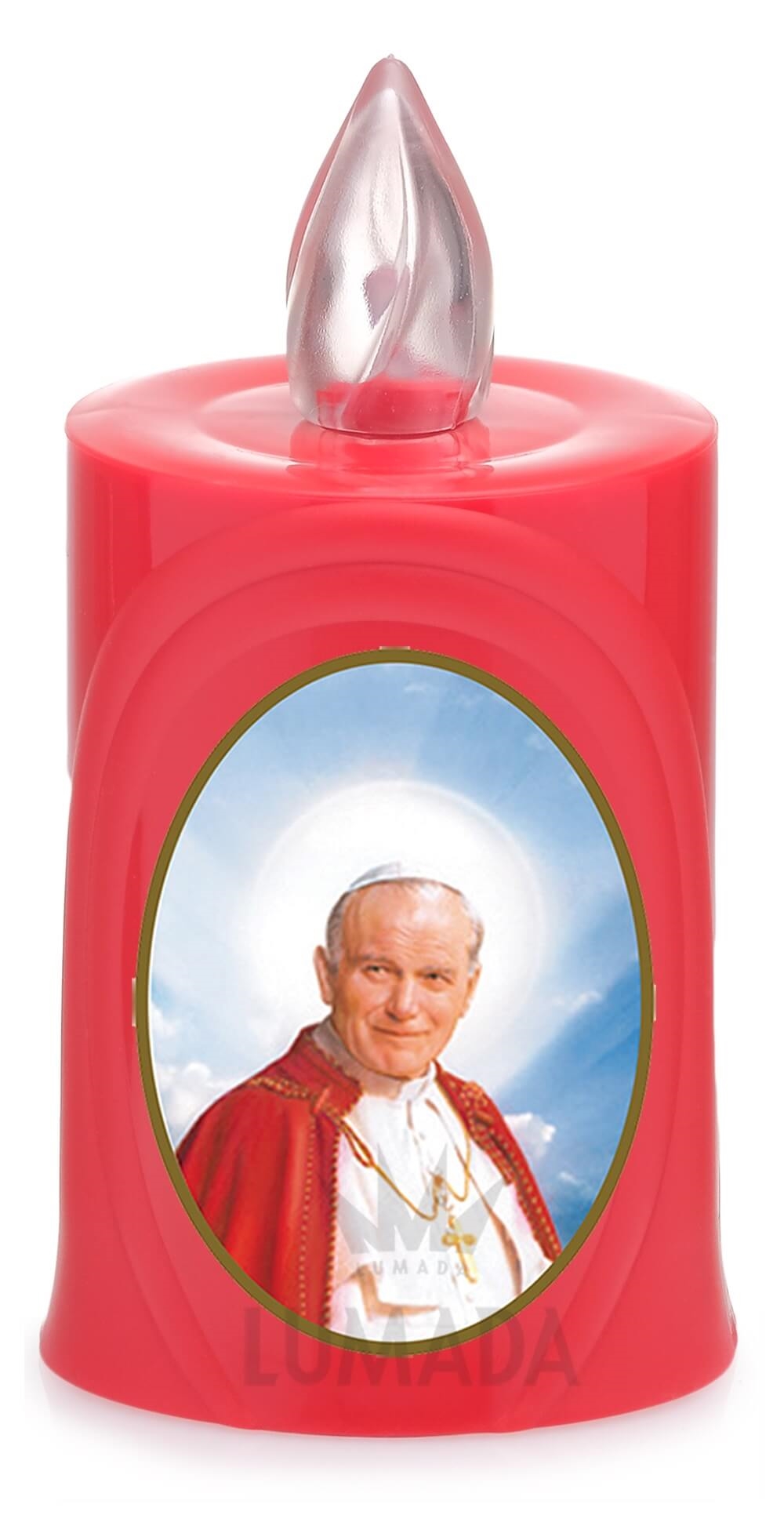 CANDLE LUMADA LES050 RED (YELLOW/FLAME) D24 POPE JOHN PAUL II - SKU: LES050R-6D24