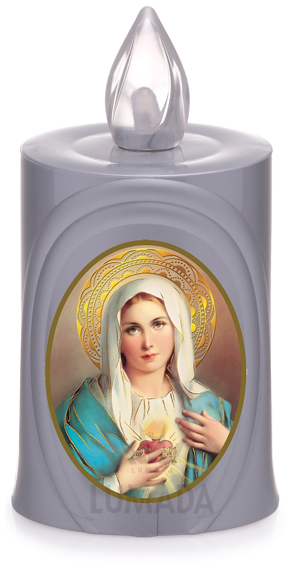 CANDLE LUMADA LES050 SILVER (YELLOW/FLAME) D07 IMMACULATE HEART - SKU: LES050S-6D07