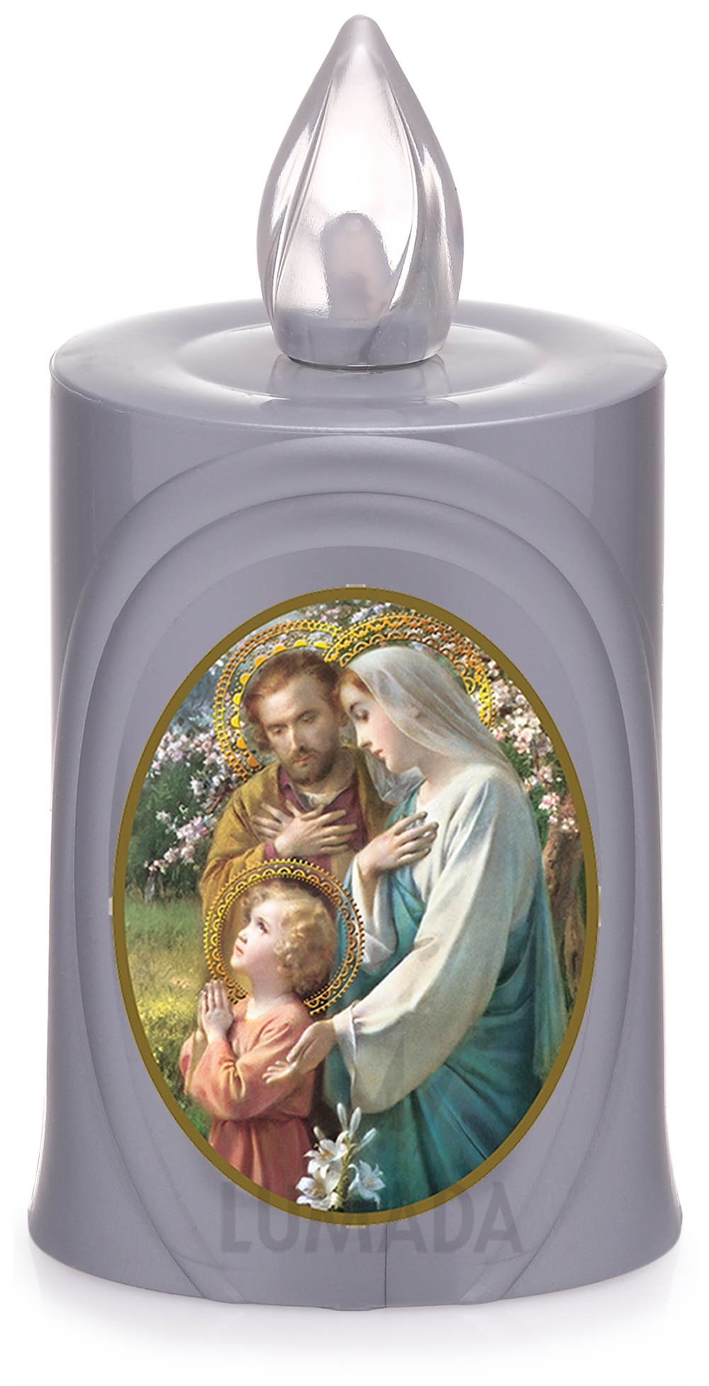 CANDLE LUMADA LES050 SILVER (YELLOW/FLAME) D15 HOLY FAMILY - SKU: LES050S-6D15