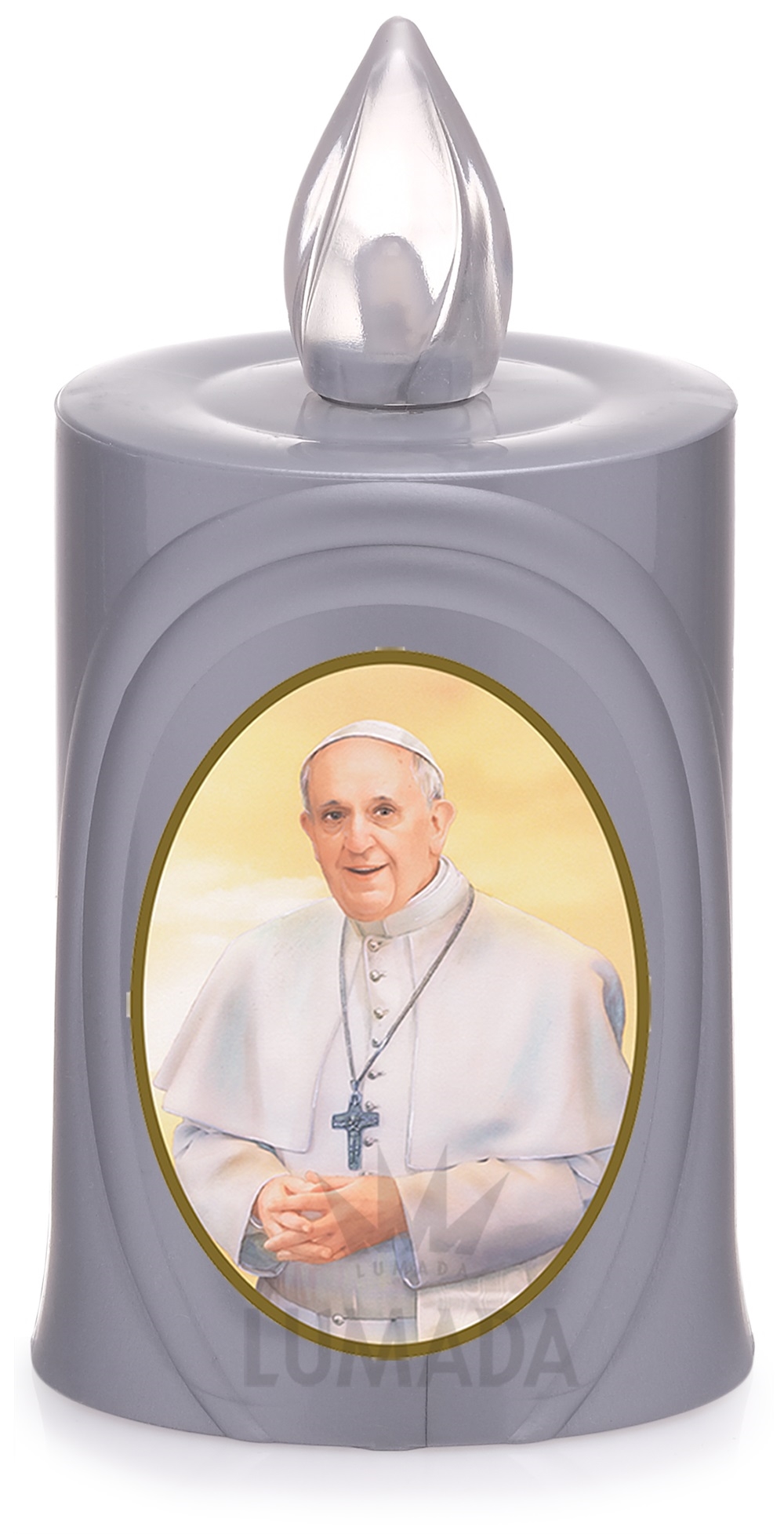 CANDLE LUMADA LES050 SILVER (YELLOW/FLAME) D20 POPE FRANCIS - SKU: LES050S-6D20