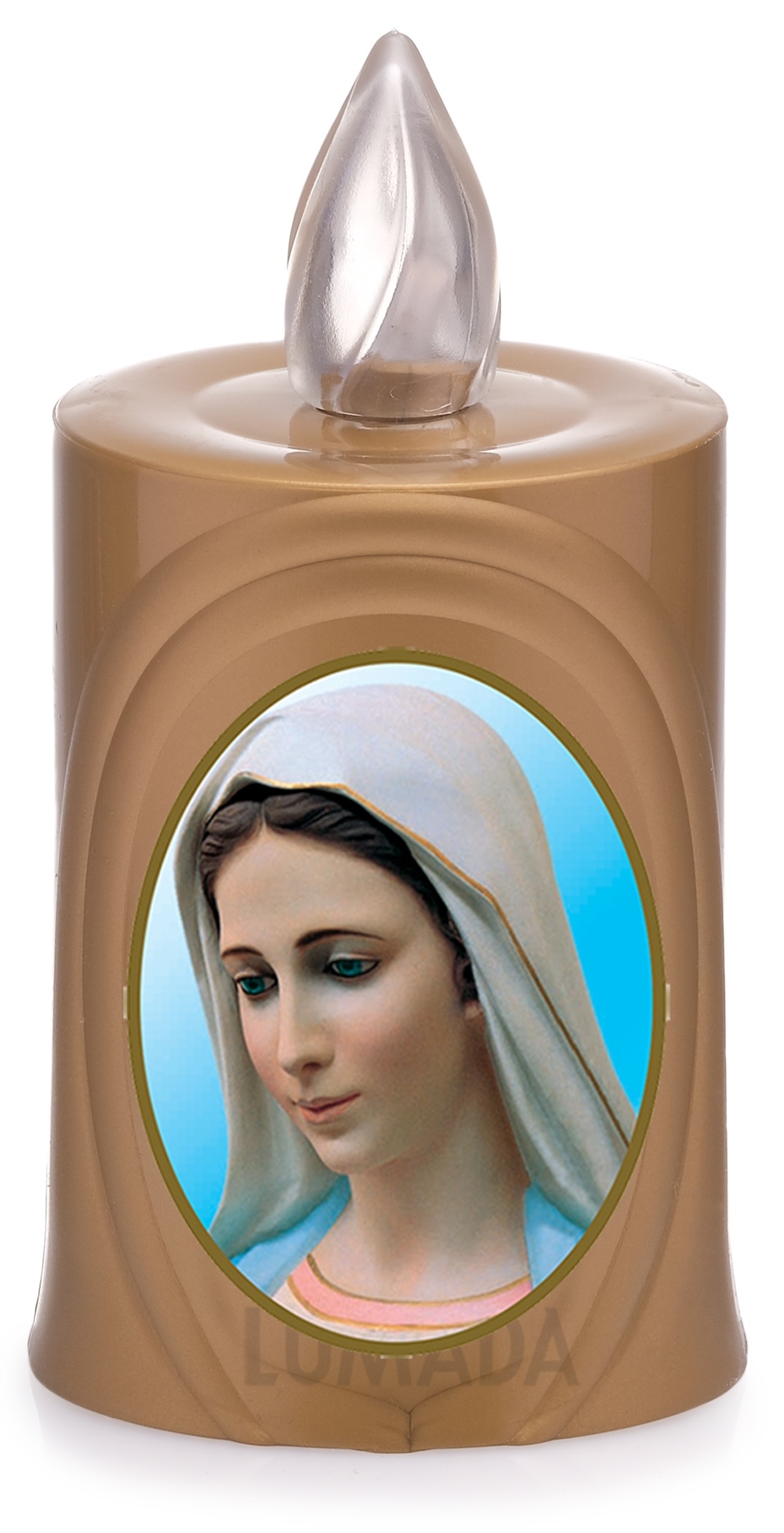 CANDLE LUMADA LES050 GOLD (YELLOW/FLAME) D01 MEDJUGORJE - SKU: LES050Z-6D01