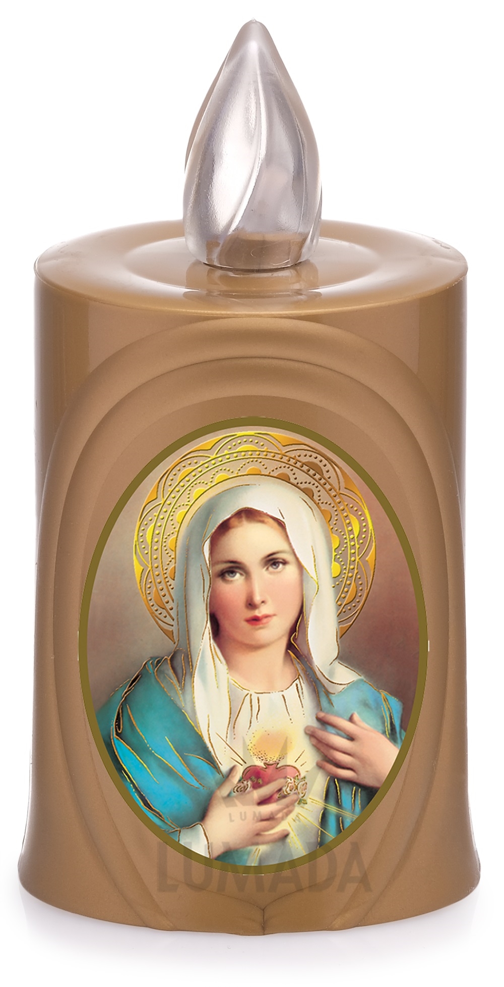 CANDLE LUMADA LES050 GOLD (YELLOW/FLAME) D07 IMMACULATE HEART - SKU: LES050Z-6D07