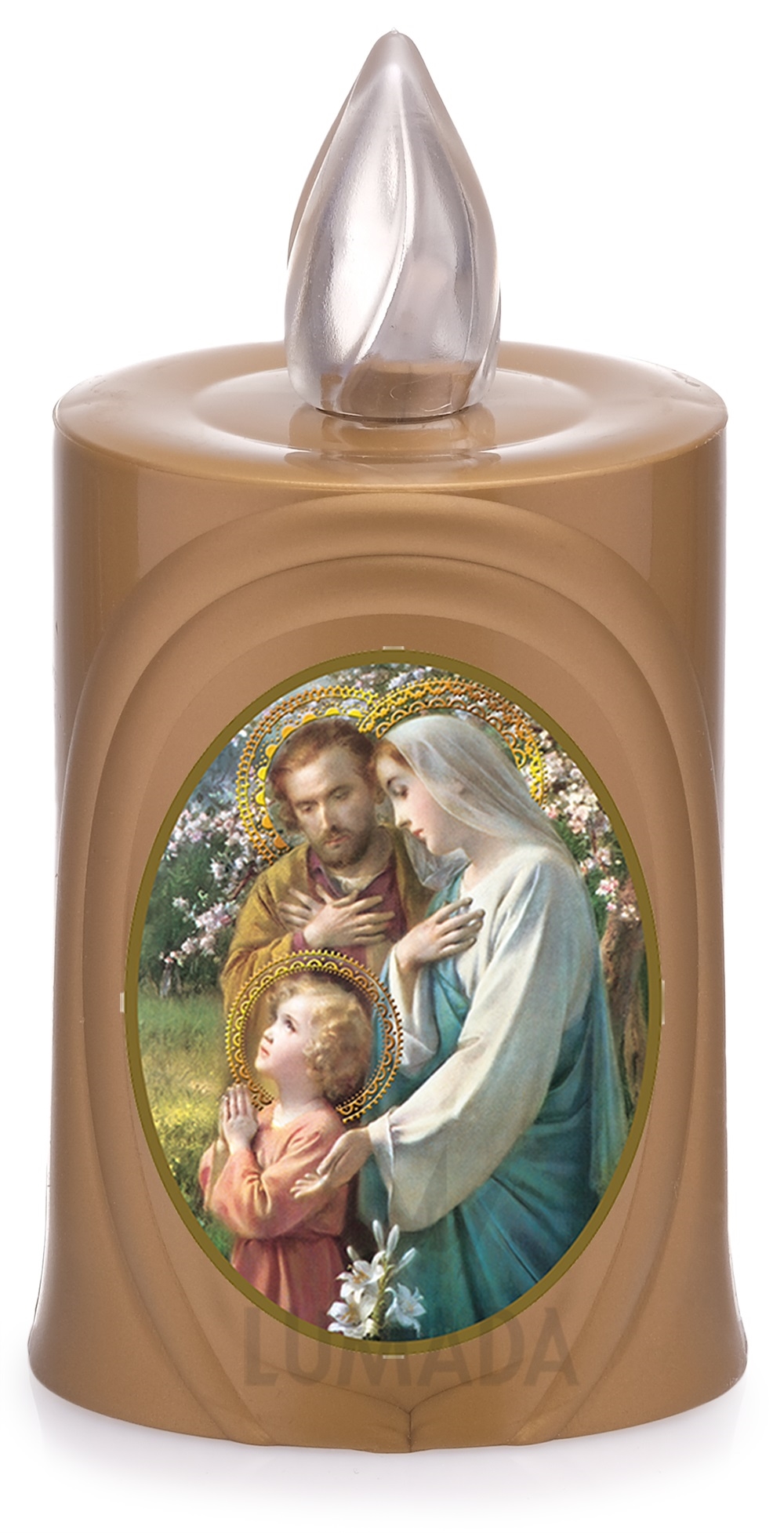 CANDLE LUMADA LES050 GOLD (YELLOW/FLAME) D15 HOLY FAMILY - SKU: LES050Z-6D15