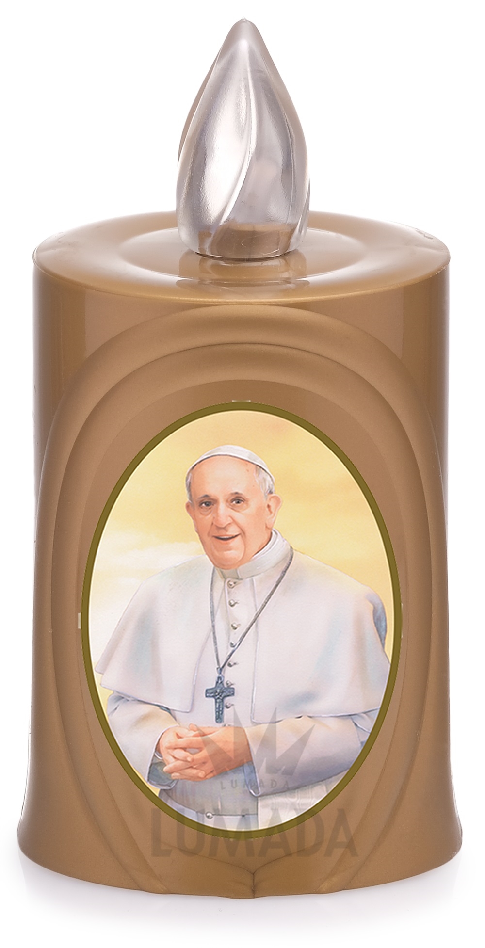 CANDLE LUMADA LES050 GOLD (YELLOW/FLAME) D20 POPE FRANCIS - SKU: LES050Z-6D20