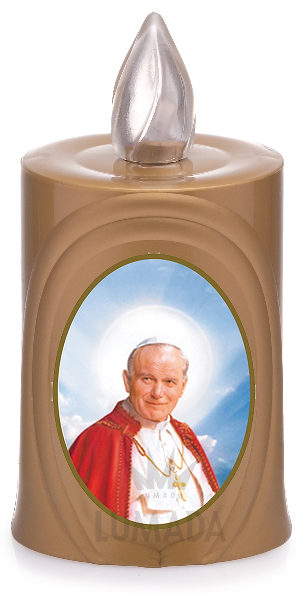 CANDLE LUMADA LES050 GOLD (YELLOW/FLAME) D24 POPE JOHN PAUL II - SKU: LES050Z-6D24