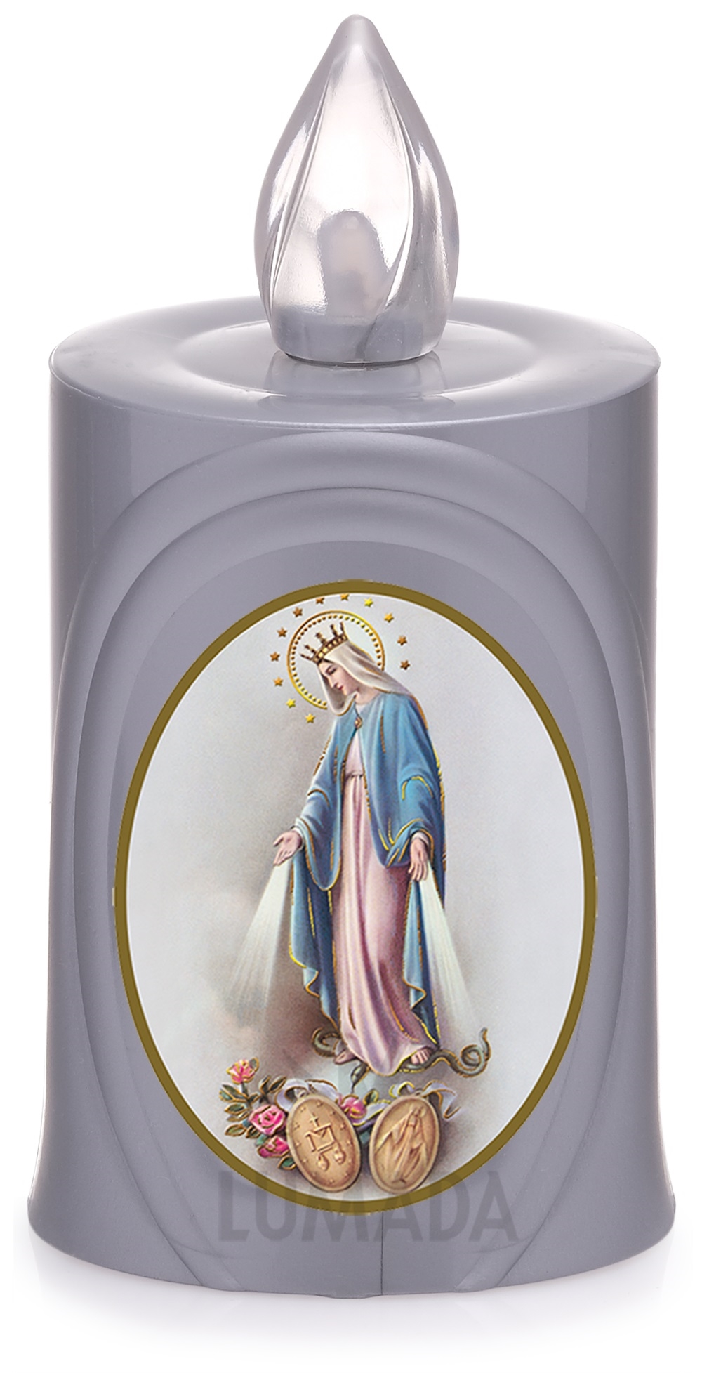 CANDLE LUMADA LES050 SILVER (YELLOW/FLAME) D06 DEVINE MERCY - SKU: LES050S-6D06