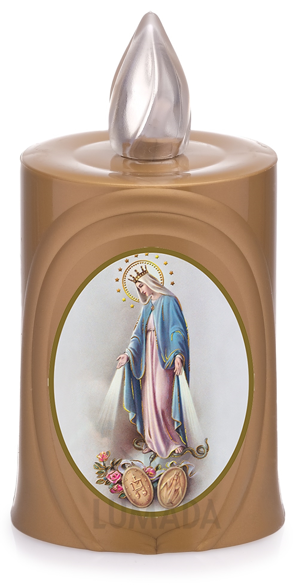 CANDLE LUMADA LES050 GOLD (YELLOW/FLAME) D06 DEVINE MERCY - SKU: LES050Z-6D06